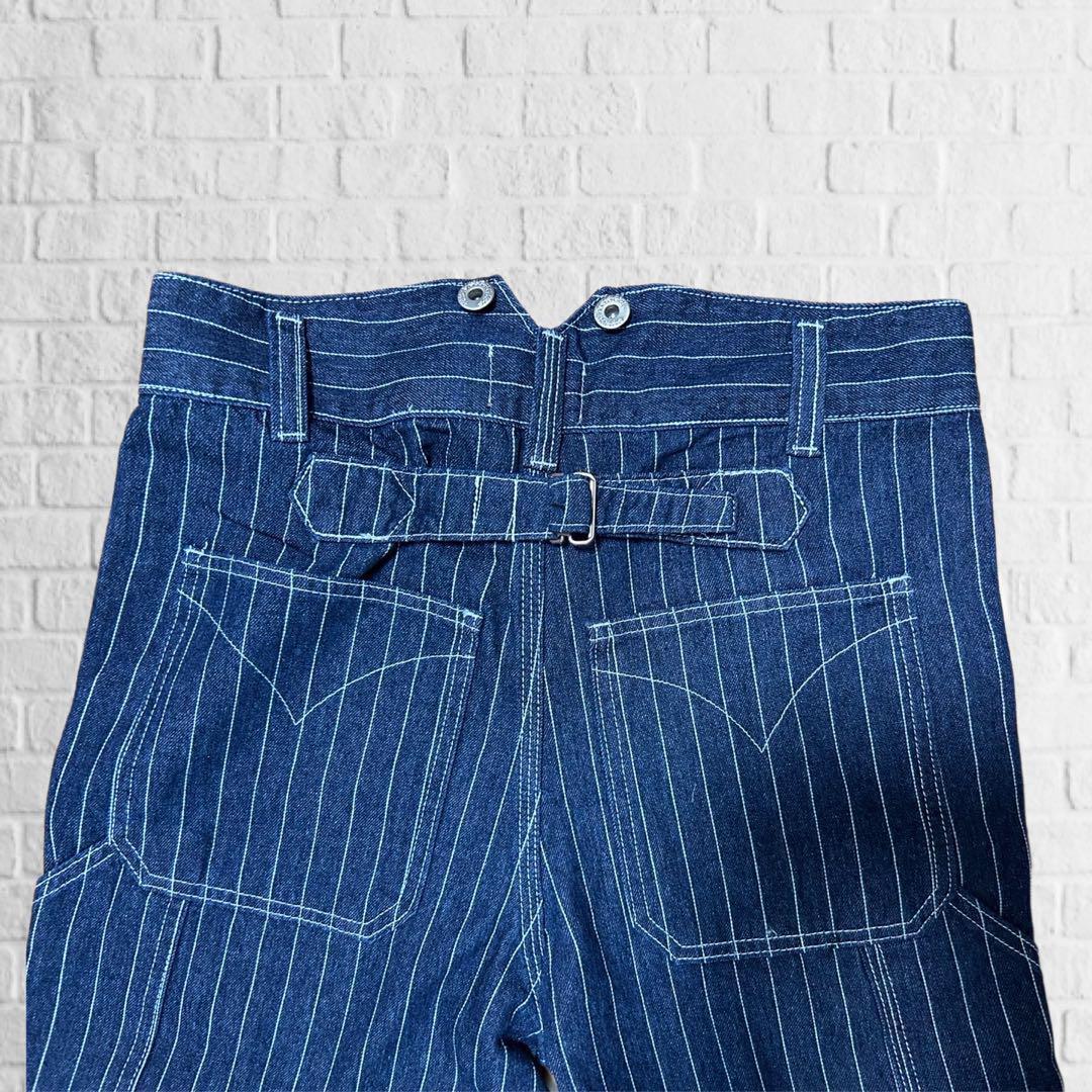 【新品未使用⭐️】M ウォバッシュパンツ　デニム　アメカジ　ワイド　ストライプ