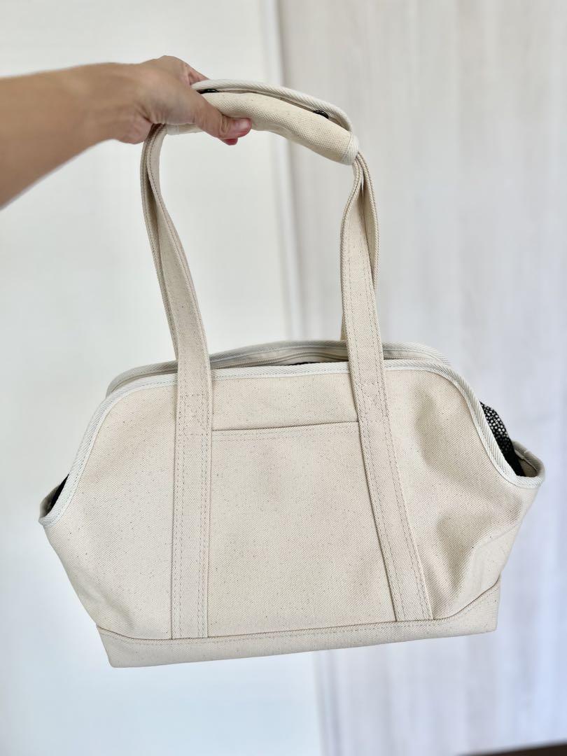 【美品】Free stitch ホワイトキャンバス犬用キャリーバッグ