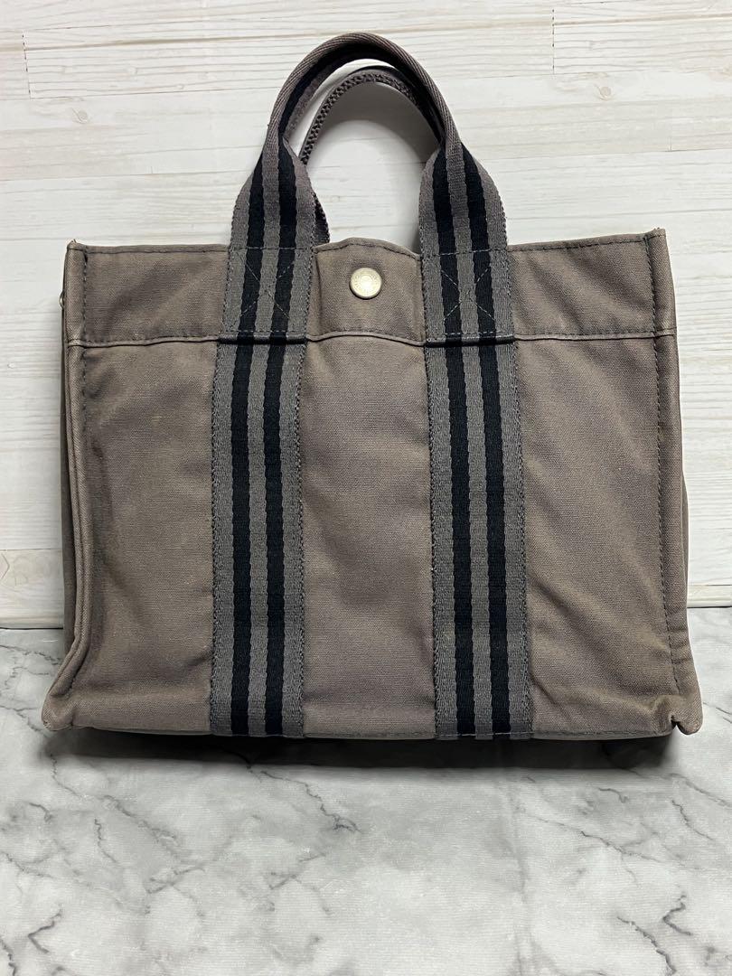 【良品】エルメス フールトゥPM ハンドバッグ　キャンバス　グレー　ユニセックス 楽天市場】エルメス フールトゥ グレーの通販