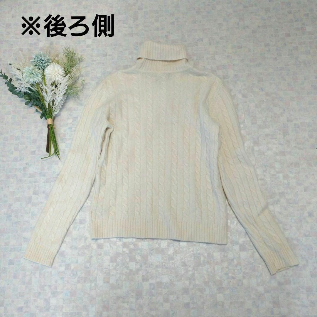 ローレンラルフローレン カシミヤ100 ケーブルニット タートルネック ホワイト