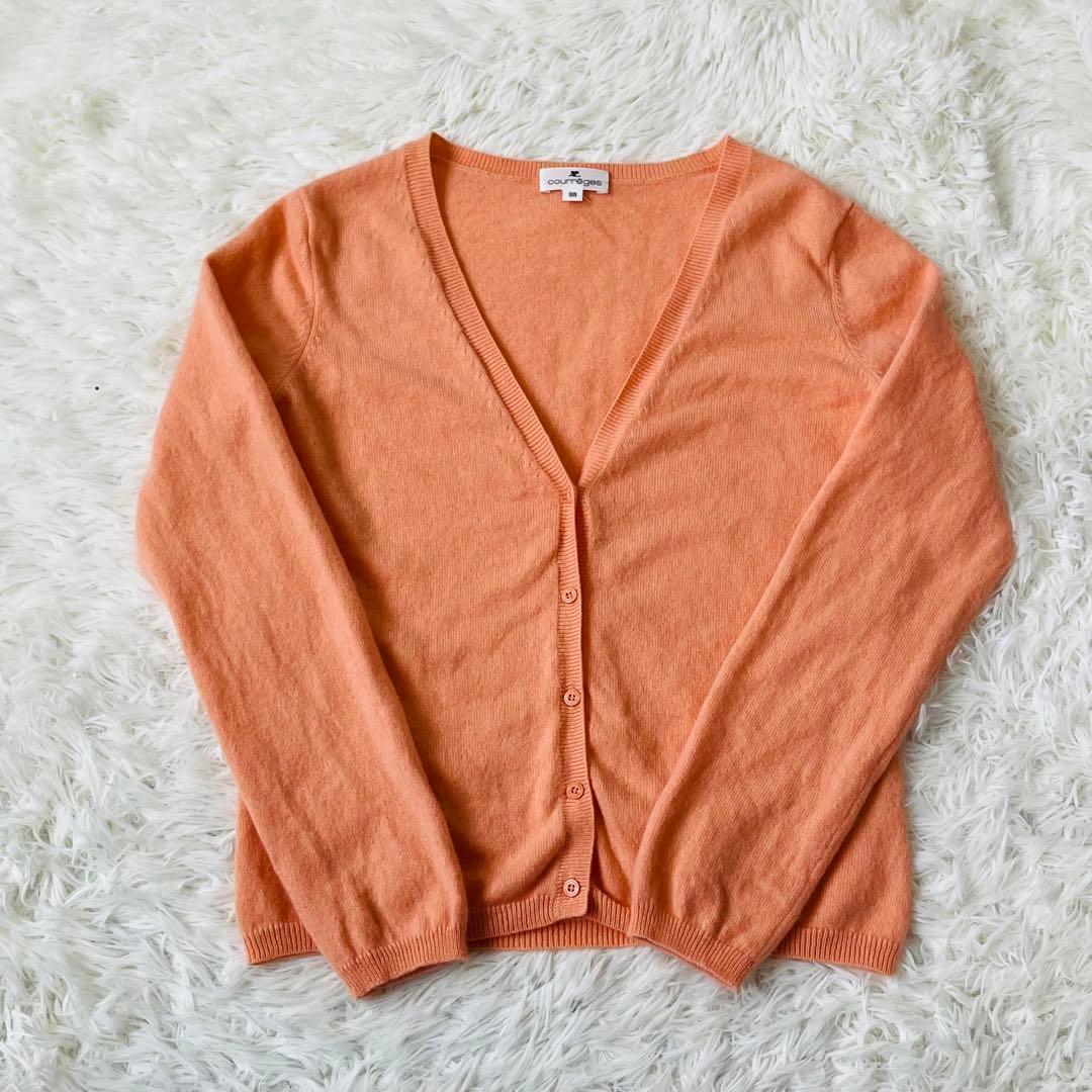 春色　クレージュ　カシミア　100% ニット　カーディガン　セーター　オレンジ