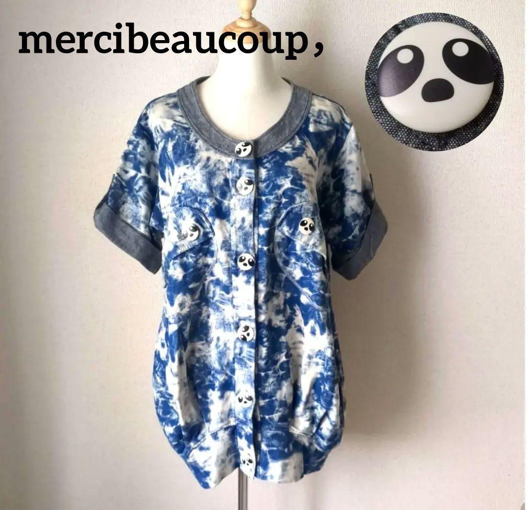 【値下げ】 スウェット mercibeaucoup，アウター 半袖 インディゴ パンダ トップス