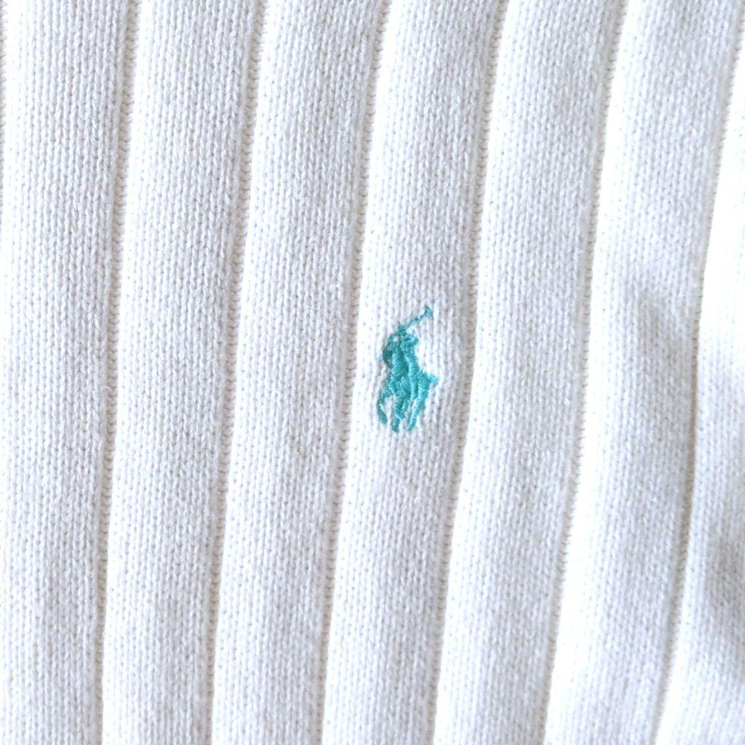 ラルフローレン　ポロスポーツ　クルーネック 半袖ニット　ホワイト　ポニー刺繍