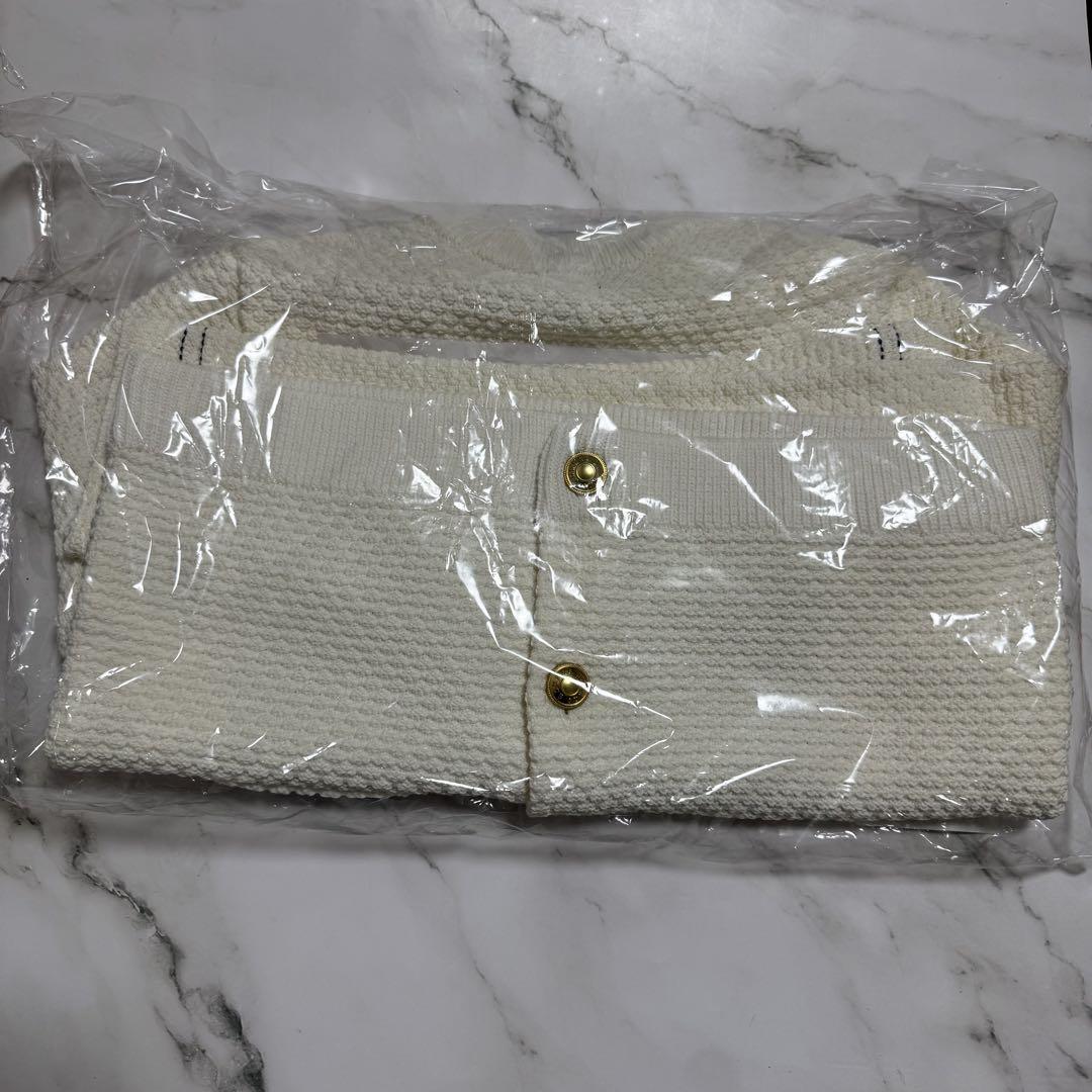 anuans ノーカラーニットジャケットWhite S