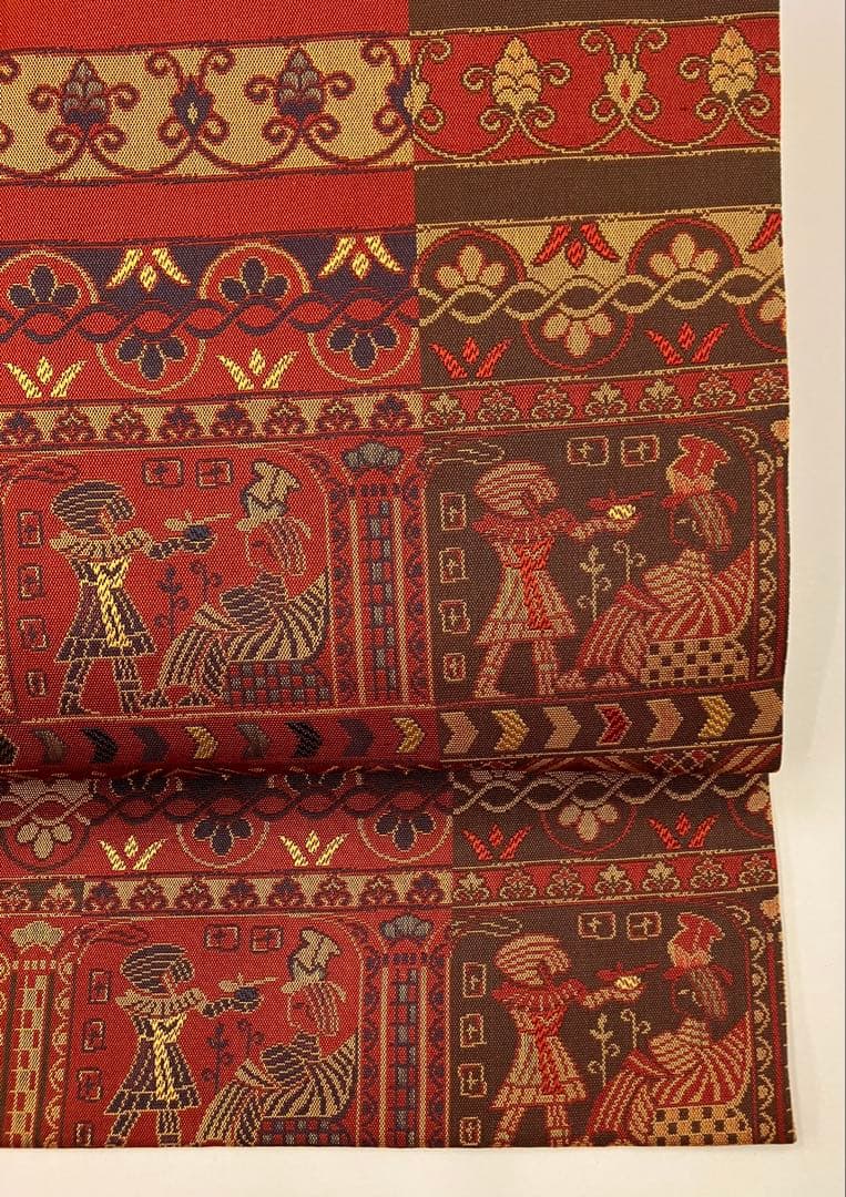 ♥ 名古屋帯 エンジ系 全通柄新品、♥ WWW_MORNINGWALKER_COM