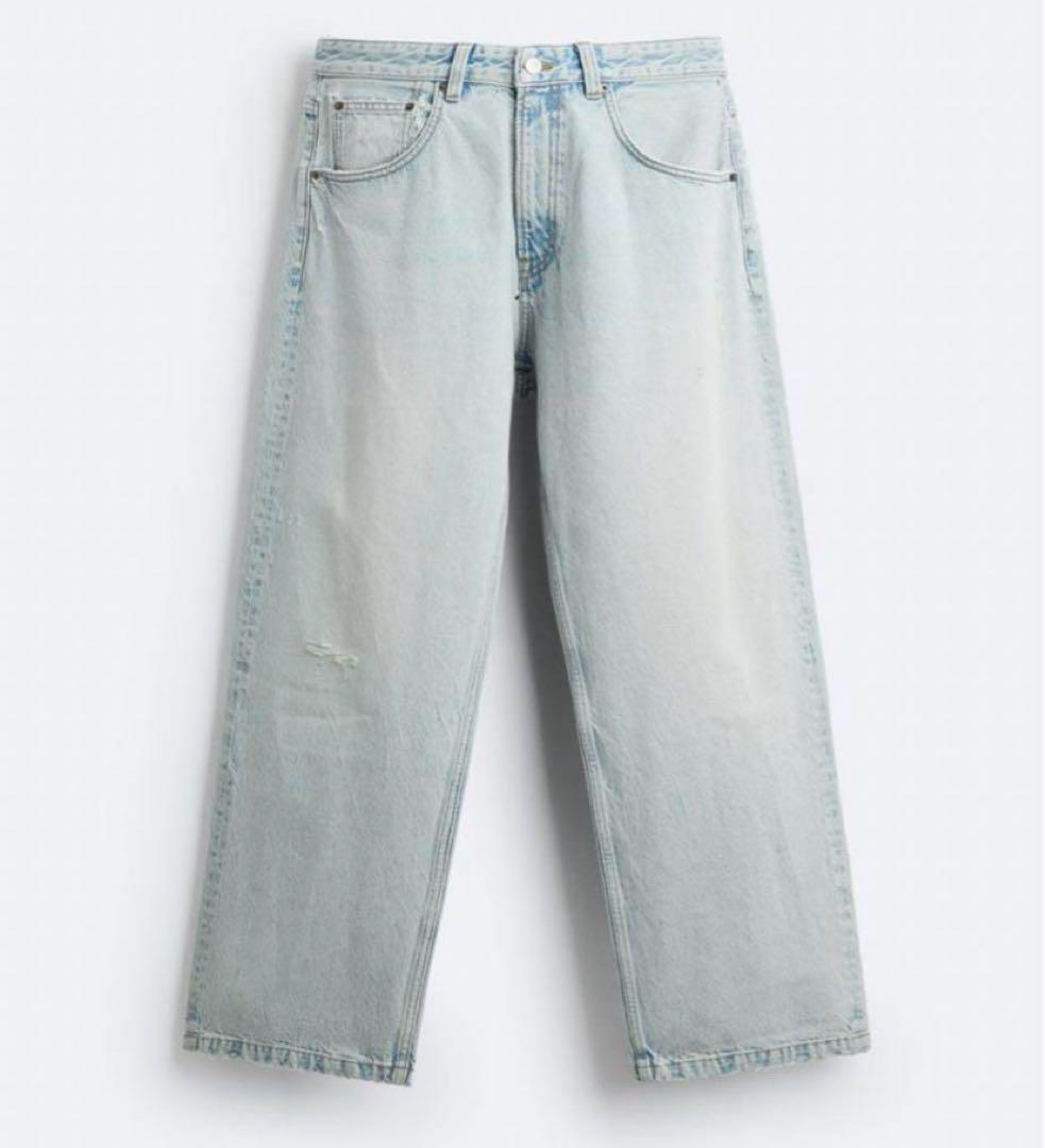 ZARA BAGGY デニムパンツ バギー ライトブルー 36 ( 29 ) - メルカリ