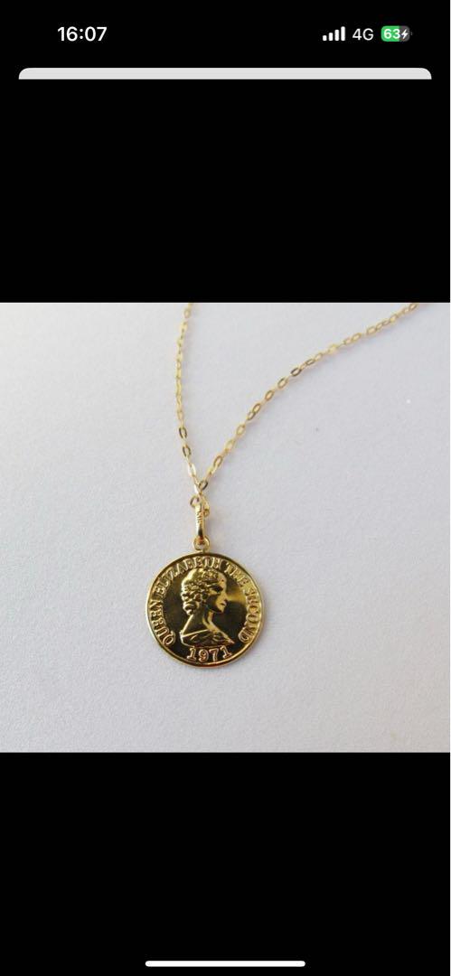 新品 K18 コイン ネックレス トップ 18K 大きい 刻印 コイントップ L
