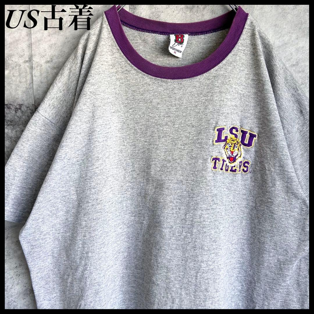 レビューで送料無料】 刺繍ロゴ USA製 【レア】US古着 リンガーT