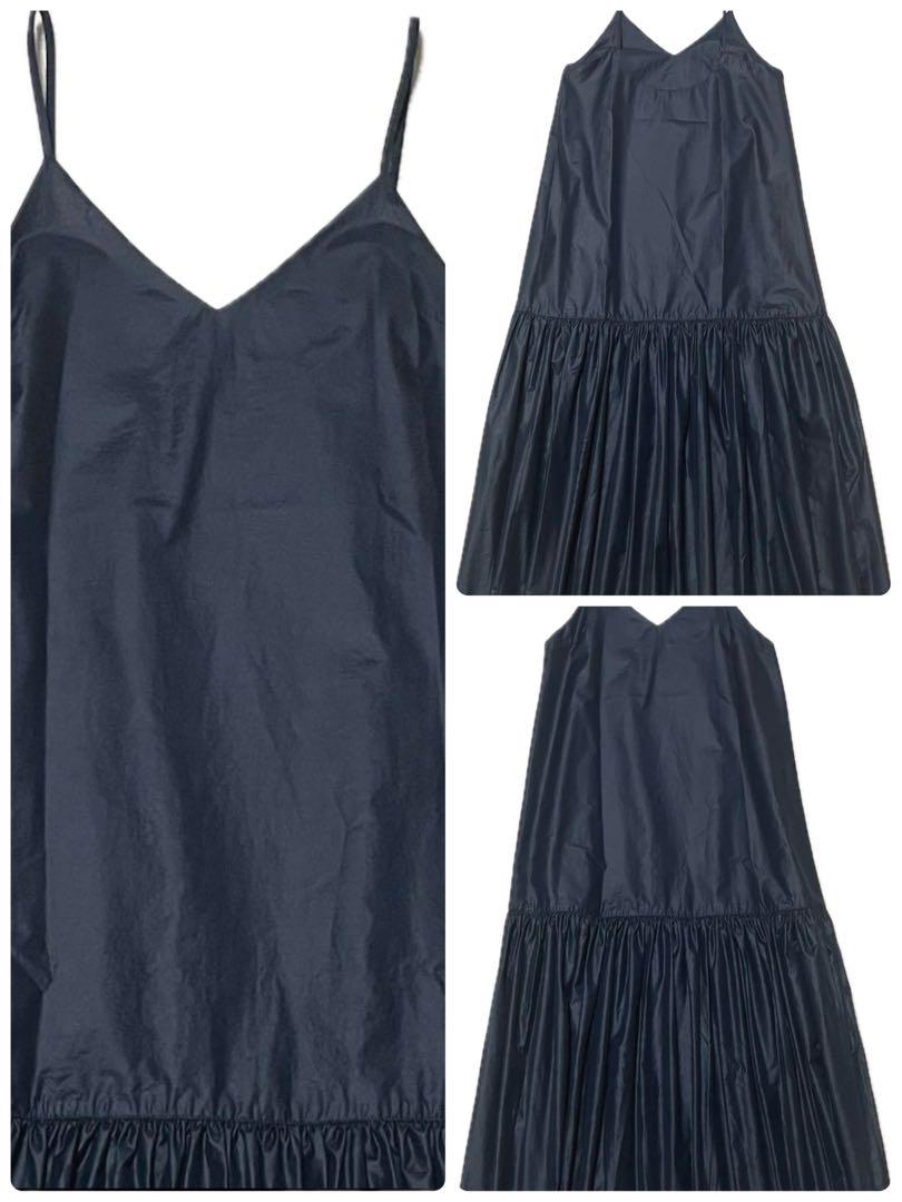 【美品】MACPHEE/クリスピータフタ キャミソールワンピース/36/ネイビー