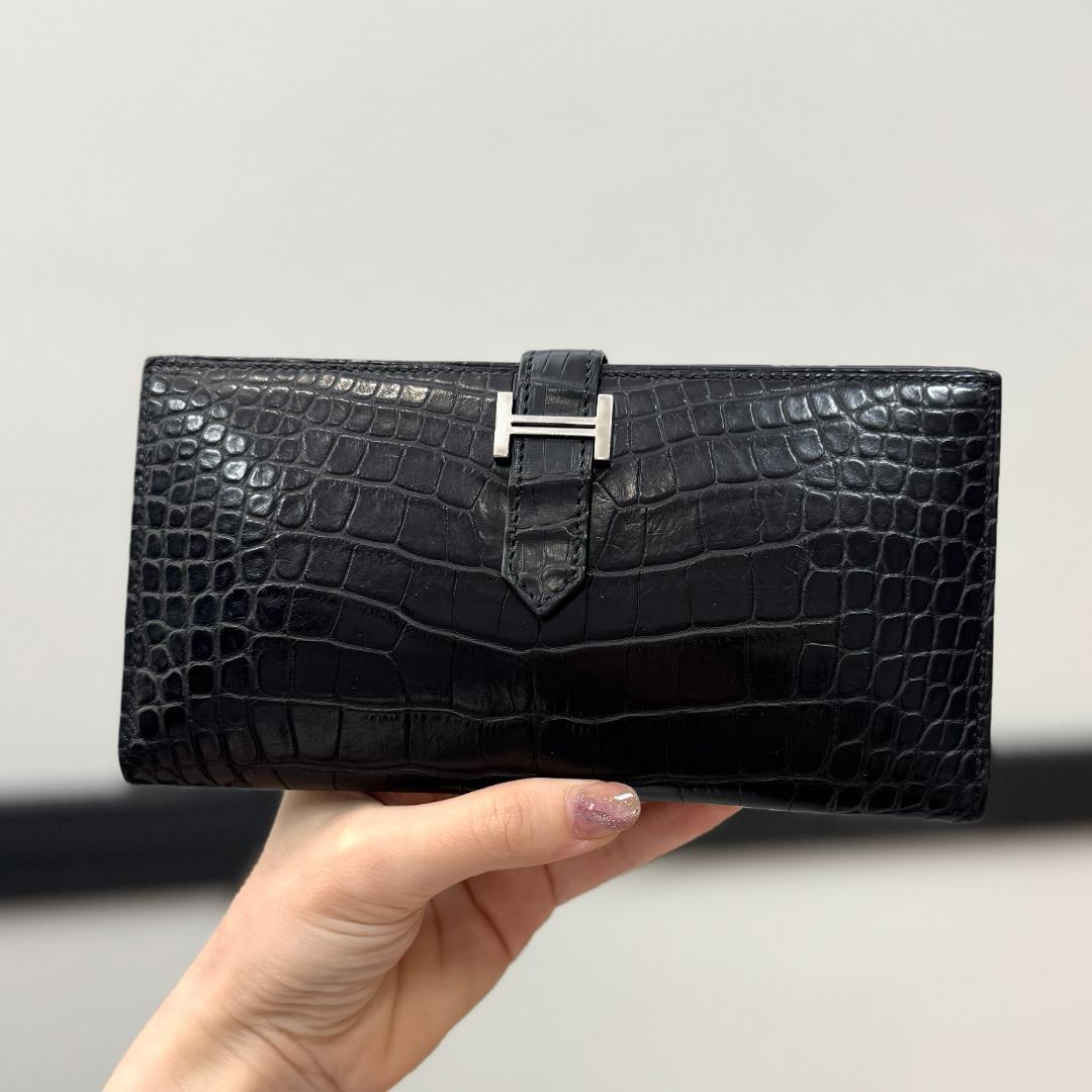 HERMES エルメス ベアンスフレ アリゲーター ブラック C刻印
