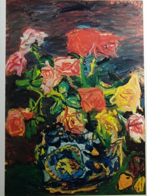 中川一政、【薔薇】、希少な画集画、新品高級額 額装付、状態良好