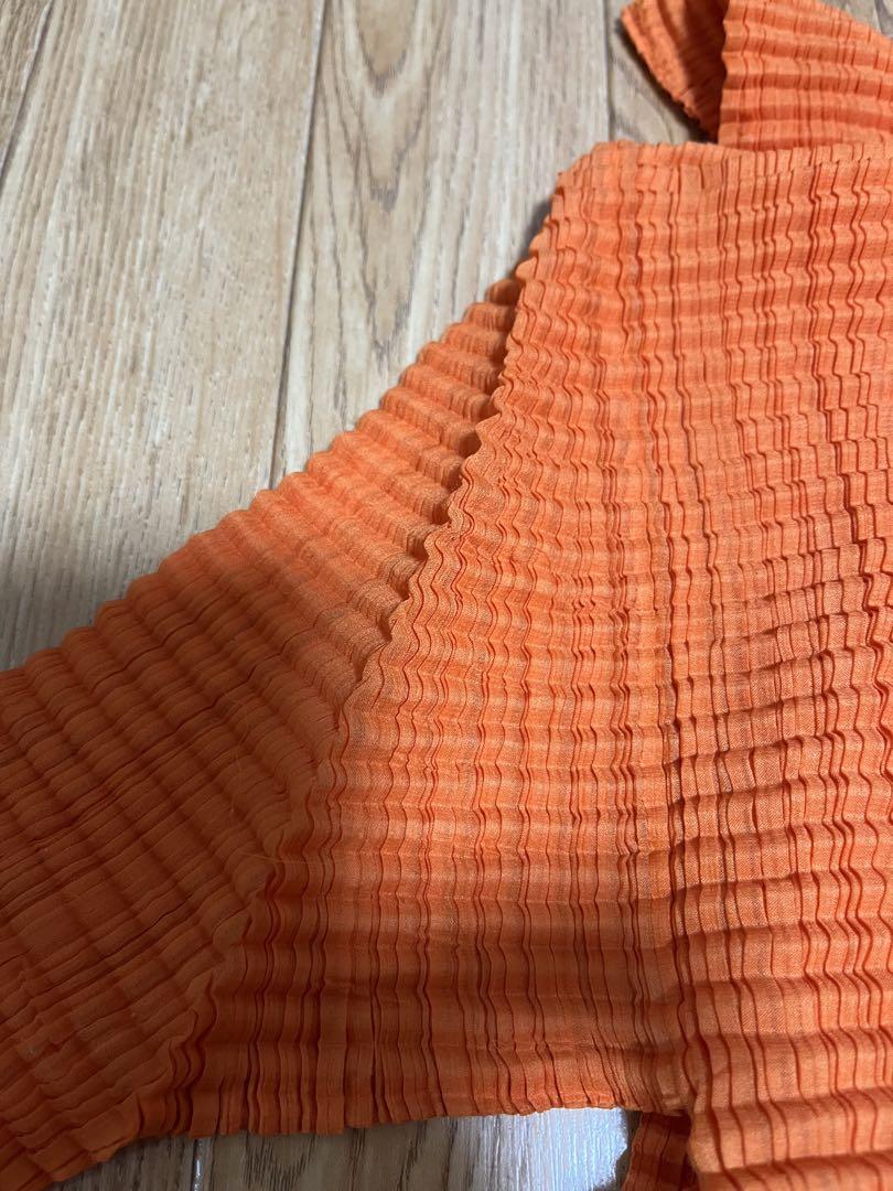 ISSEY MIYAKE プリーツプリーズ　オレンジ ハイネック 長袖　M