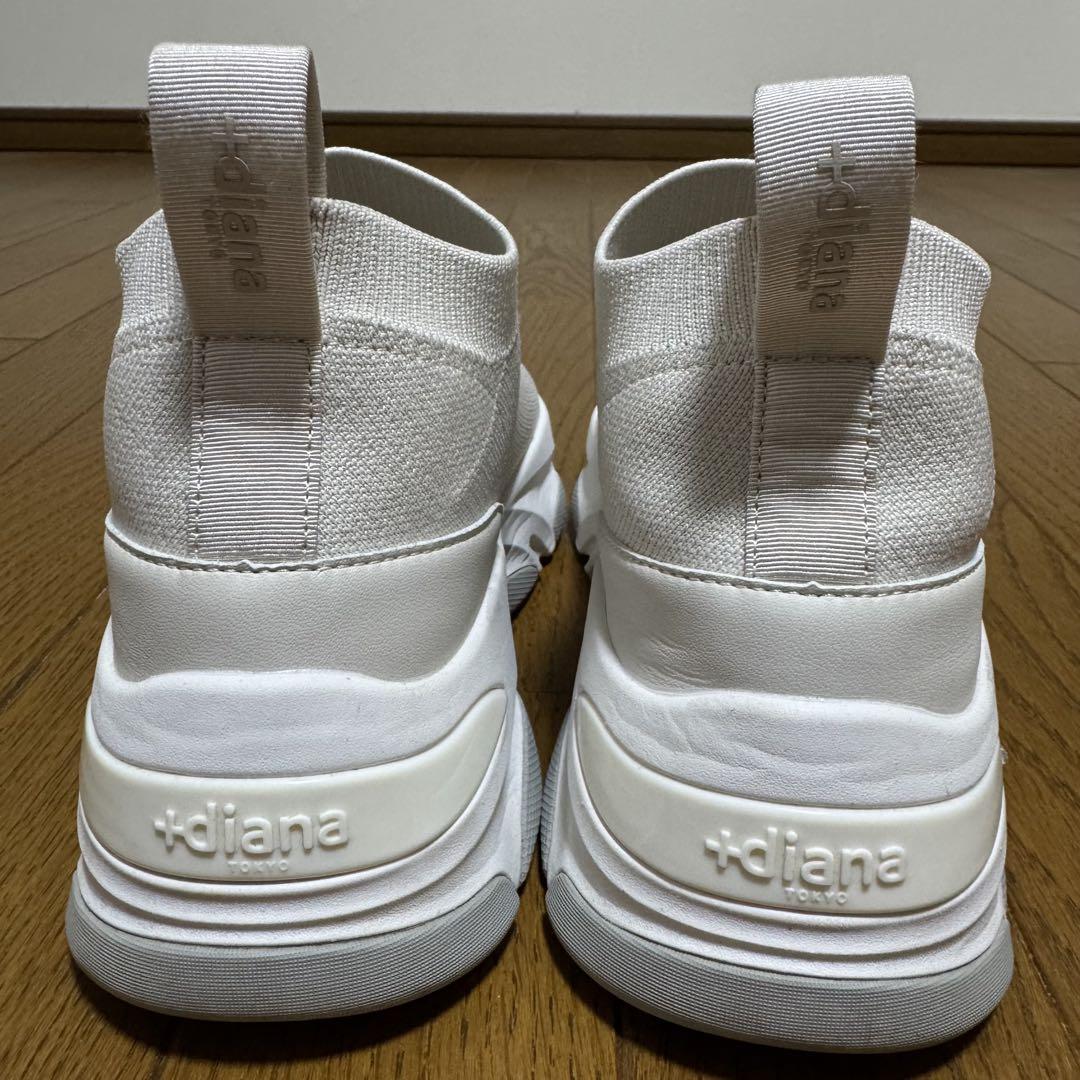 +diana ダイアナ プラス 厚底ソックススニーカー ニット 撥水