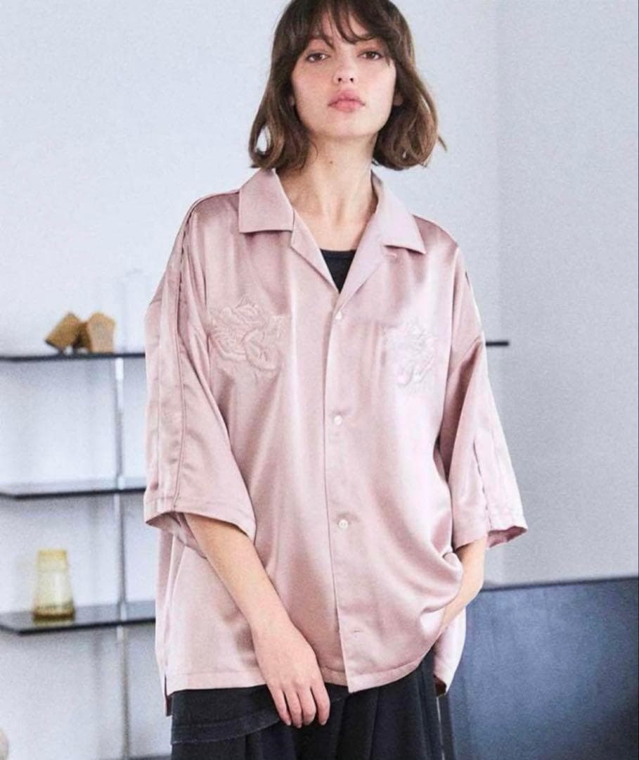 OPENING ACT ヴィンテージ虎刺繍ハーフスリーブスカシャツL