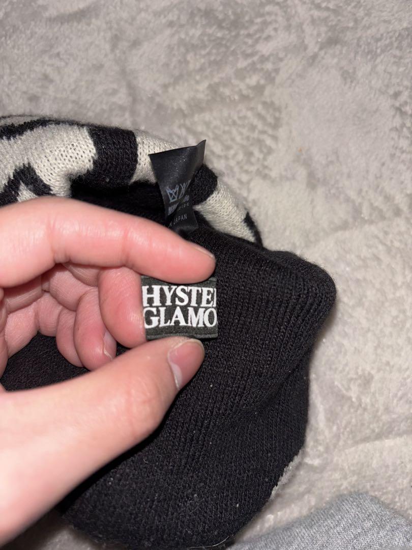 HYSTERIC GLAMOUR ニット帽 黒/白 ロゴ入り