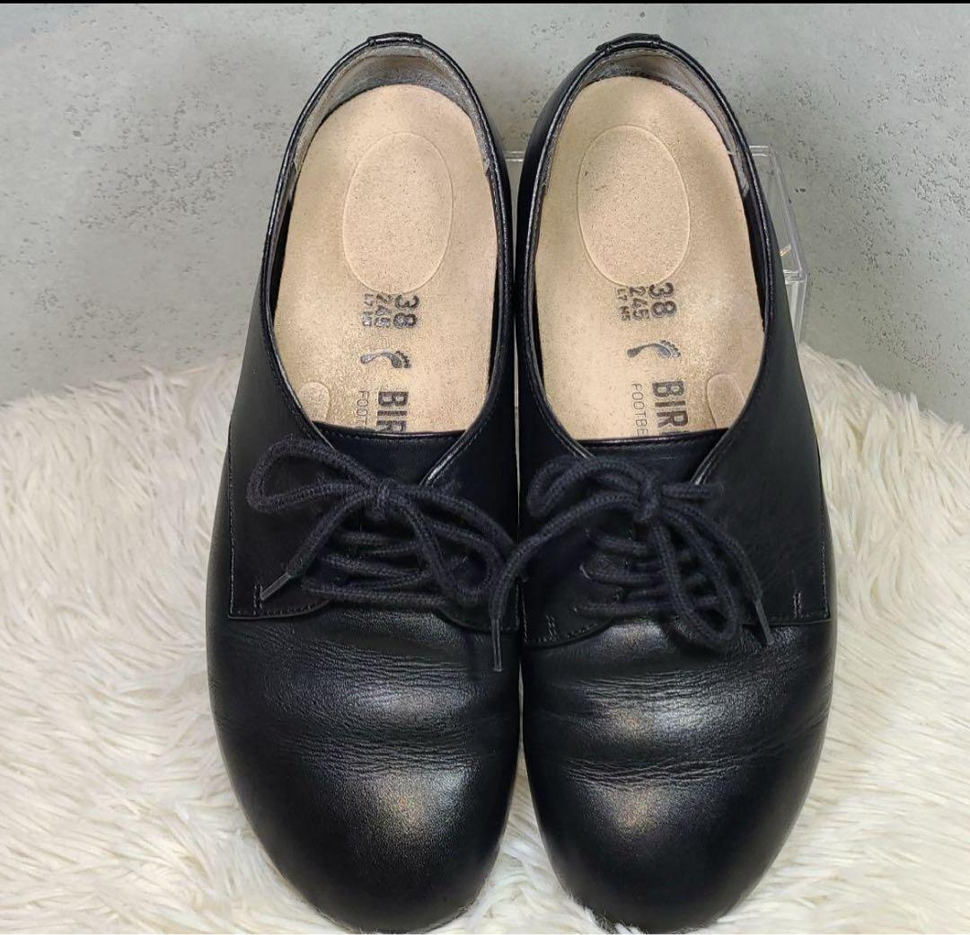 美品！BIRKENSTOCK ソーンダース 38サイズ　ブラック　レザー 38【ビルケンシュトック】ソーンダース フラットレザーシューズ