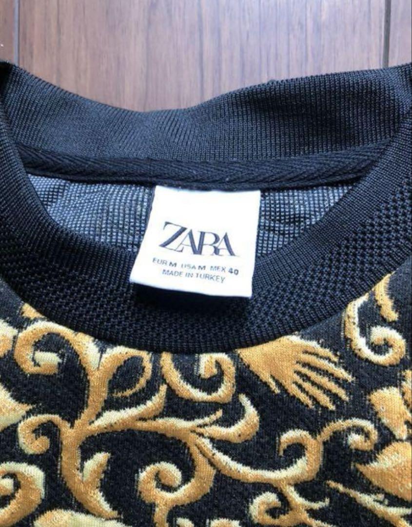 希少 ZARA スカル バラ 花 トレーナー ドクロ スウェット 刺繍