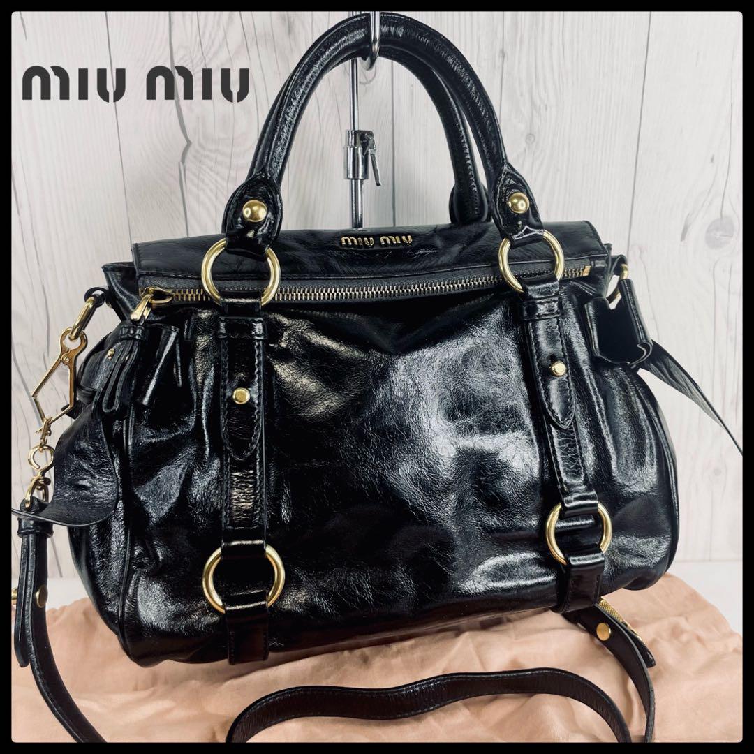 ◆美品◆ miumiu ミュウミュウ ハンドバッグ ショルダーバッグ レザー 黒