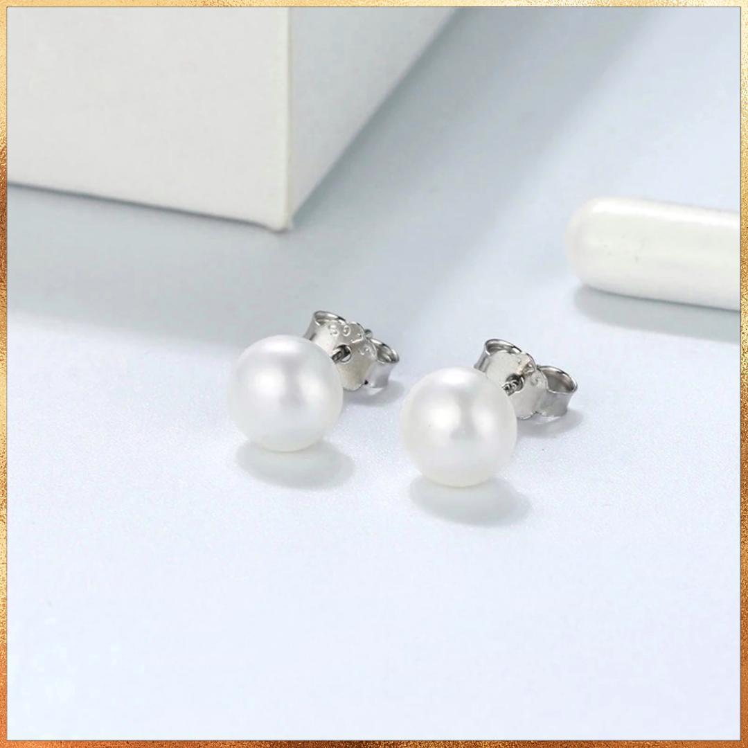 033Dy【定番の逸品】ピアス　一粒パール　淡水真珠　8㎜　フォーマル　S925