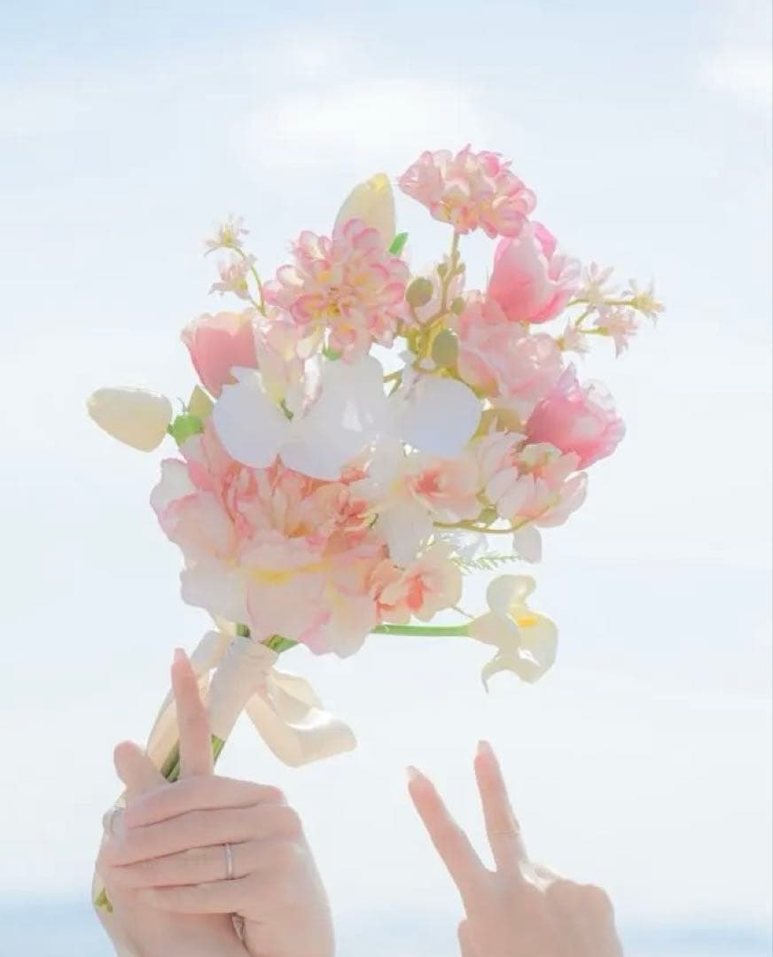 さくら色 白いこと 御芽出度胸花 ブーケトニア アーティフィシャルブーケ ブーケ-ウェディング-ハンドメイド・手芸