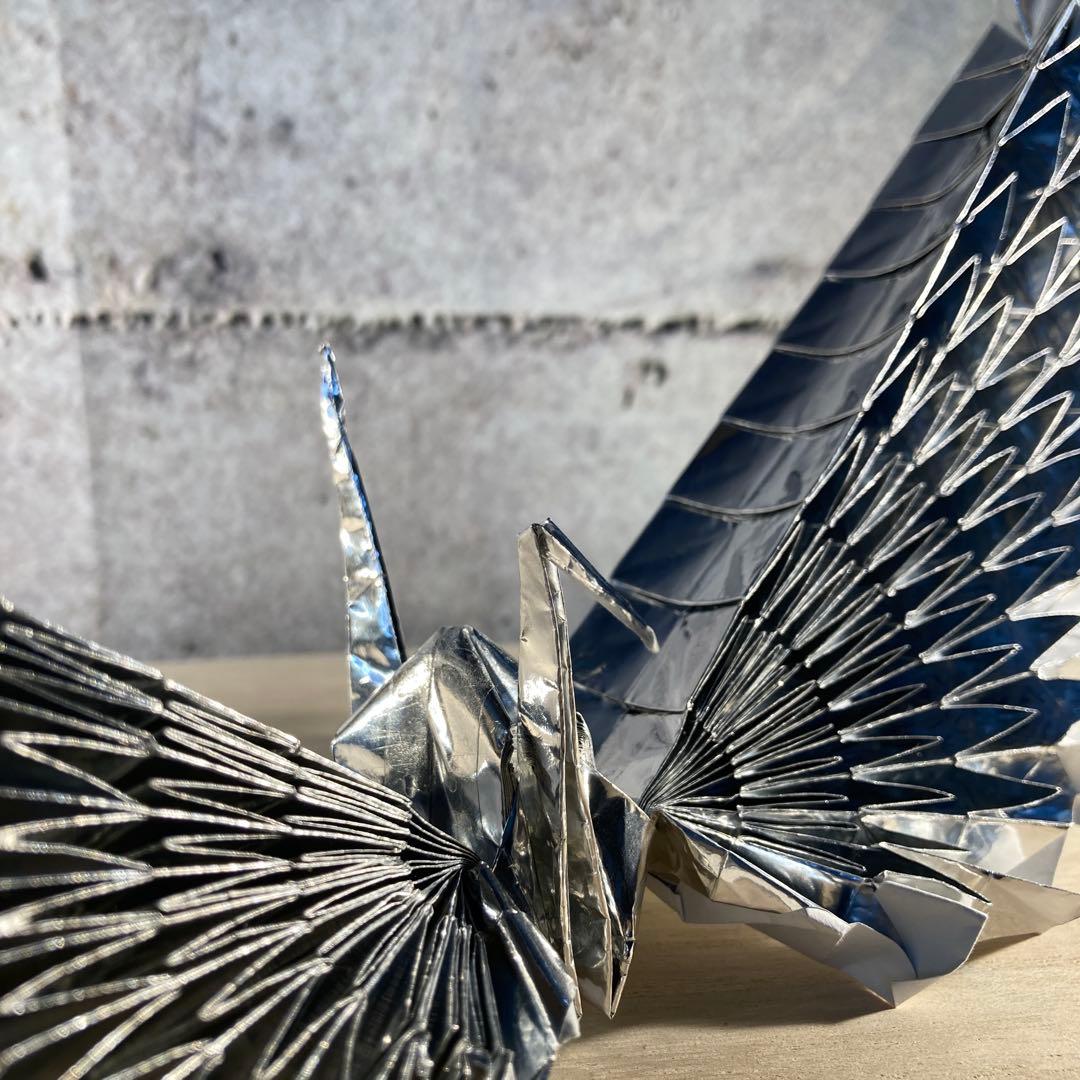 鶴 折り鶴 祝い鶴 シルバー 銀 お祝い