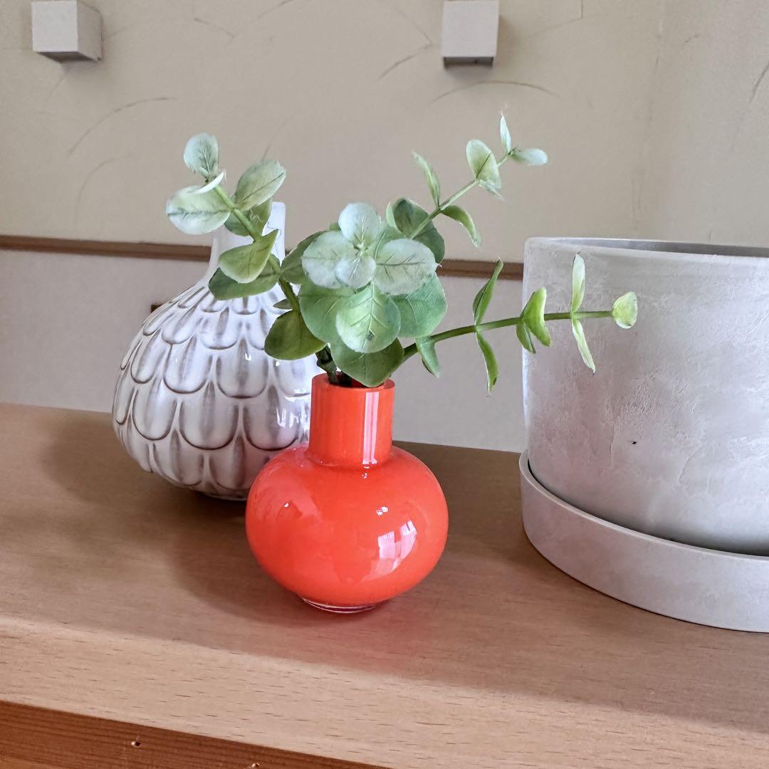 マリメッコ　新品　フラワーベース　花瓶　レア　オレンジ　marimekko
