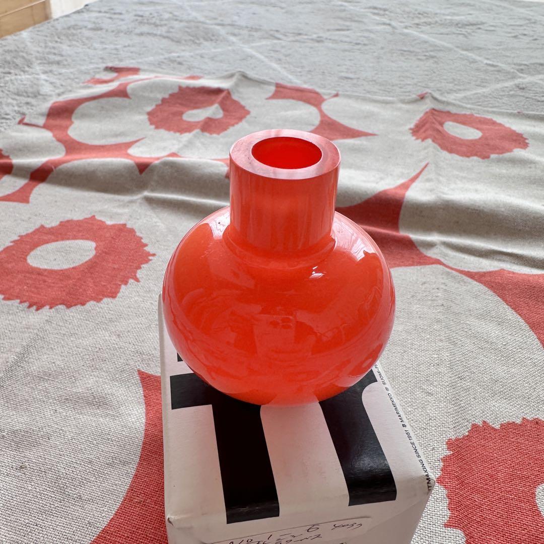 マリメッコ　新品　フラワーベース　花瓶　レア　オレンジ　marimekko