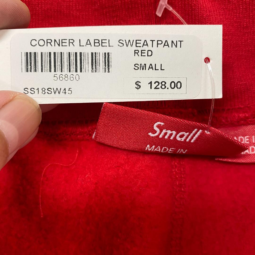 スウェット 新品 SUPREME CORNER LABEL SWEATPANT S L5srW-m15856313098 タグ付 ルカリ