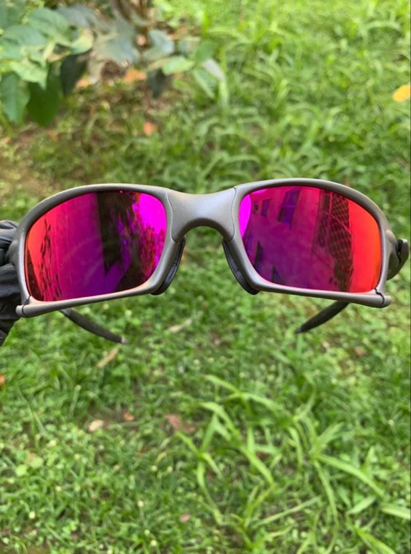 OAKLEY X-l SQUARED風スポーツサングラス 青色偏光レンズ