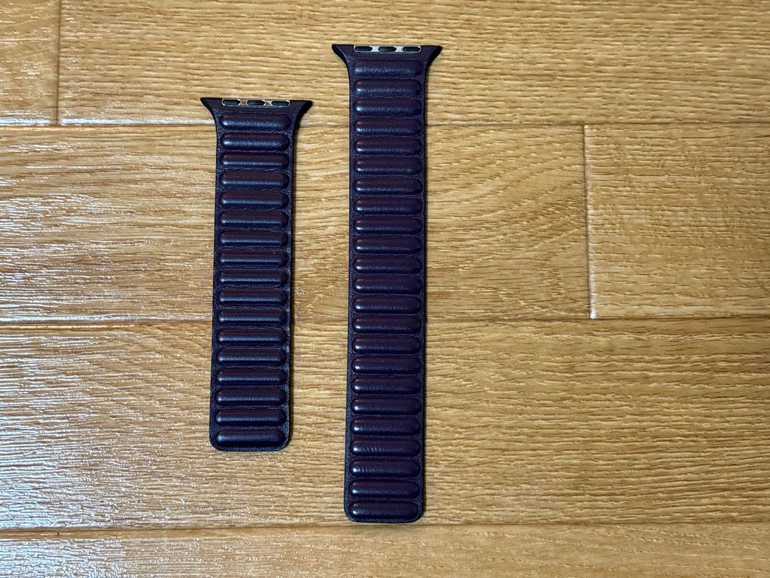 Apple Watch純正 45mm用 レザーリンク ダークチェリー M/L