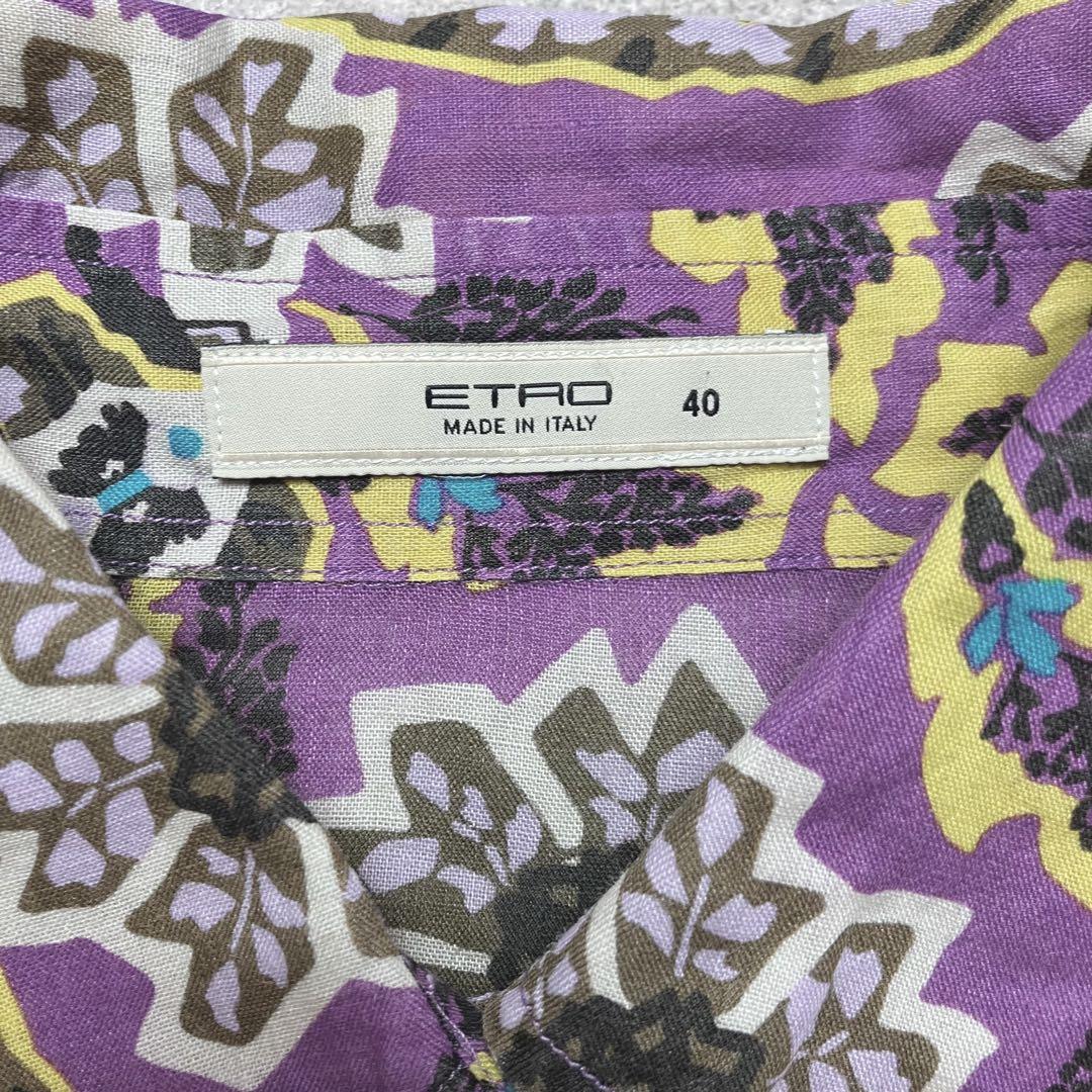 ETOR 総柄シャツ イタリア製 パープル エトロ 長袖 Mサイズ