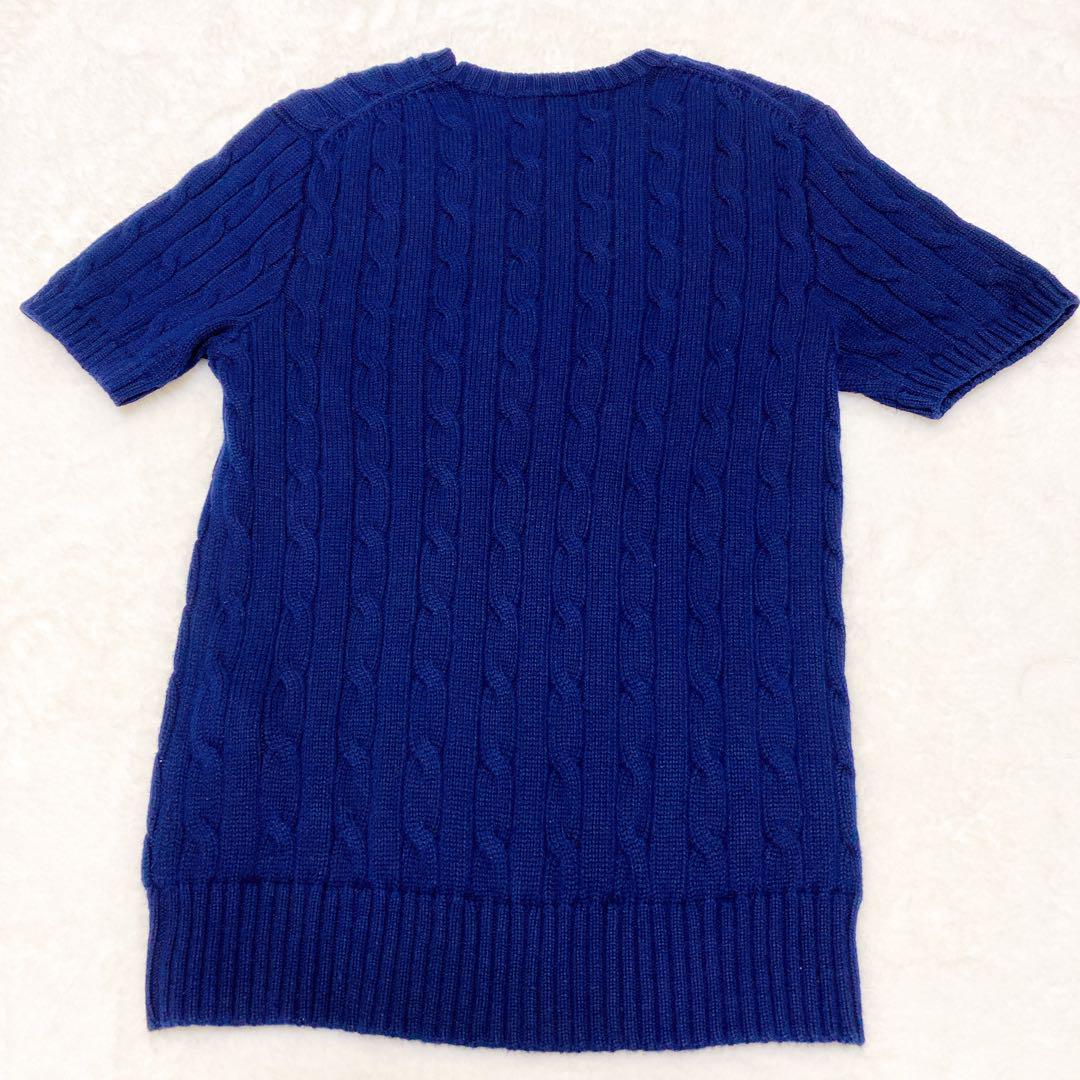 美品】ポロ ラルフローレン ケーブルニット半袖 ネイビー
