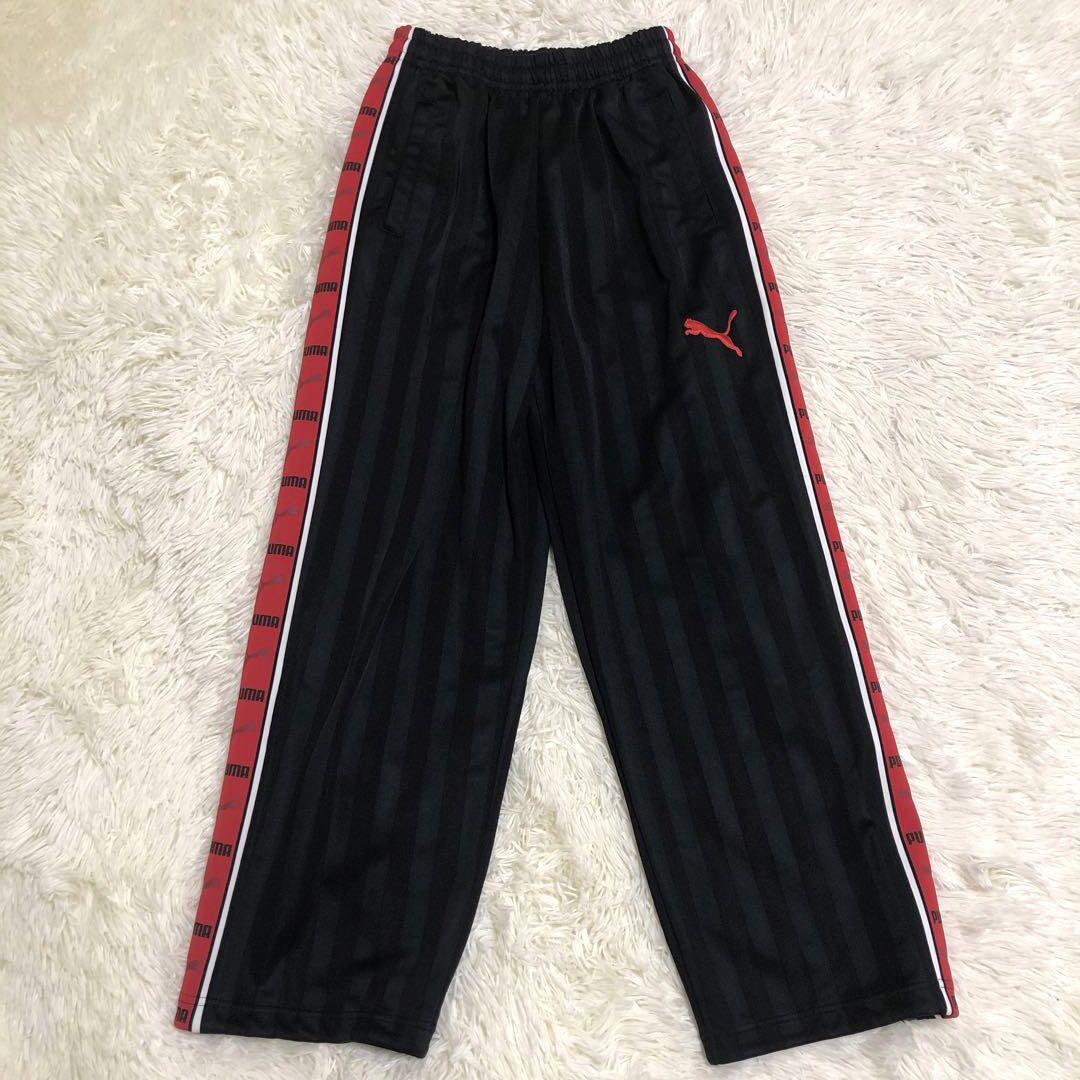 【極美品✨】PUMA デカロゴ ジャージ セットアップ 黒 赤 L〜XL 極美品✨】PUMA デカロゴ ジャージ セットアップ 黒 赤 L〜XL