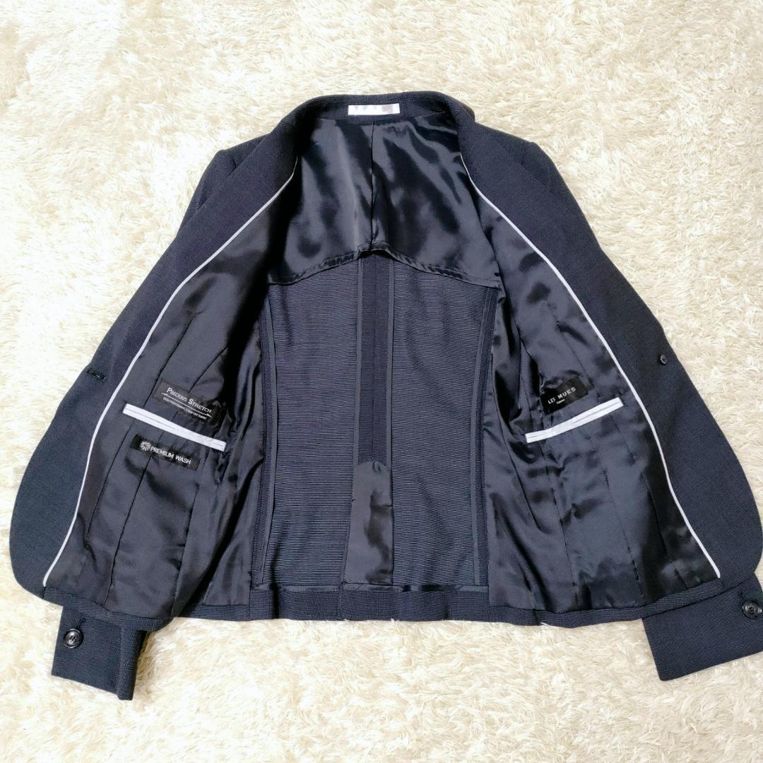 レミュー 2パンツスーツ ストレッチ ウォッシャブル ネイビー グレー Sサイズ