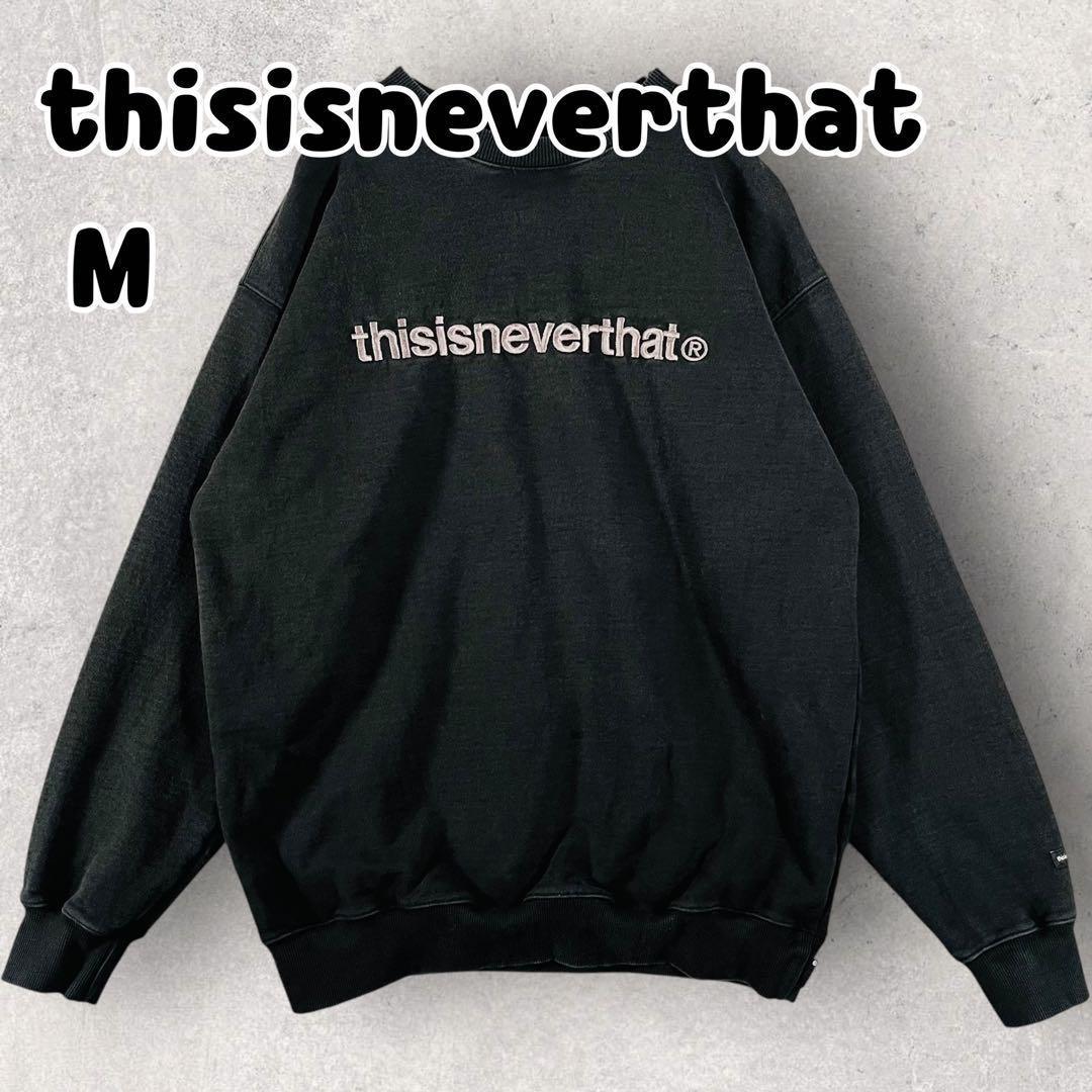 ディスイズネバーザット スウェット トレーナー 刺繍ロゴ ブラック M