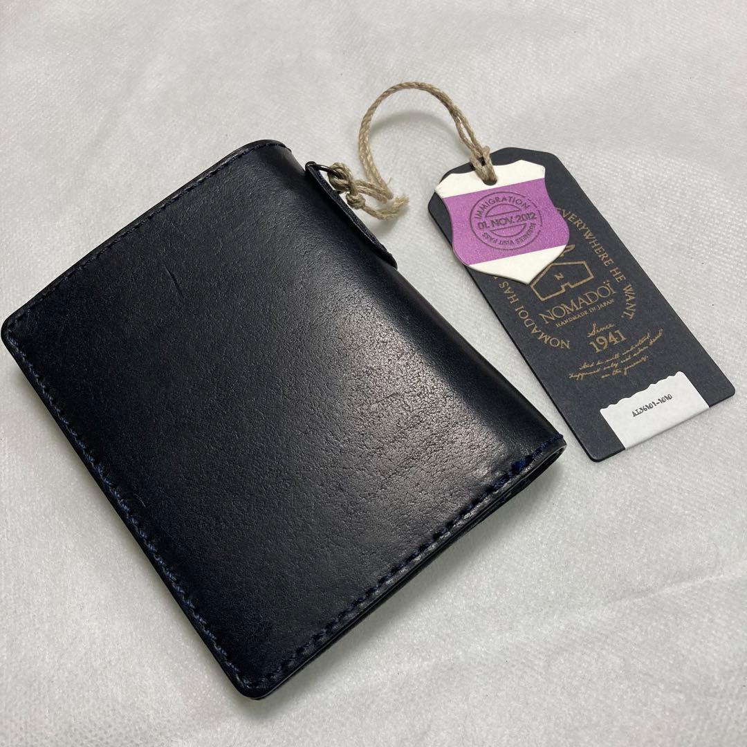 ナチュラルネイビー NOMADOI 折財布 財布 ノマドイ レザー 本革