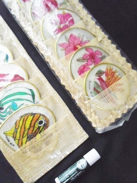★18枚 GUAM 貝殻 コースター 魚 花 ハイビスカス/グァム グアム 土産