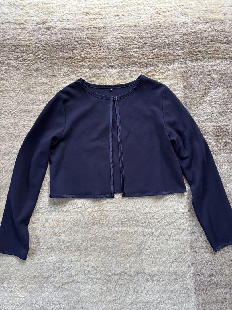 美品　ボレロ　ドット　ワンピース　ネイビー フォーマルドレス リボン　155cm