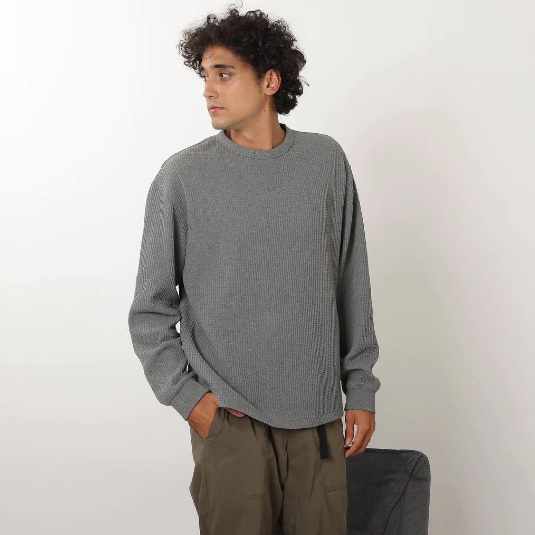 NANGA ECO HYBRID WAFFLE L/S TEE ヘザーグレー　L
