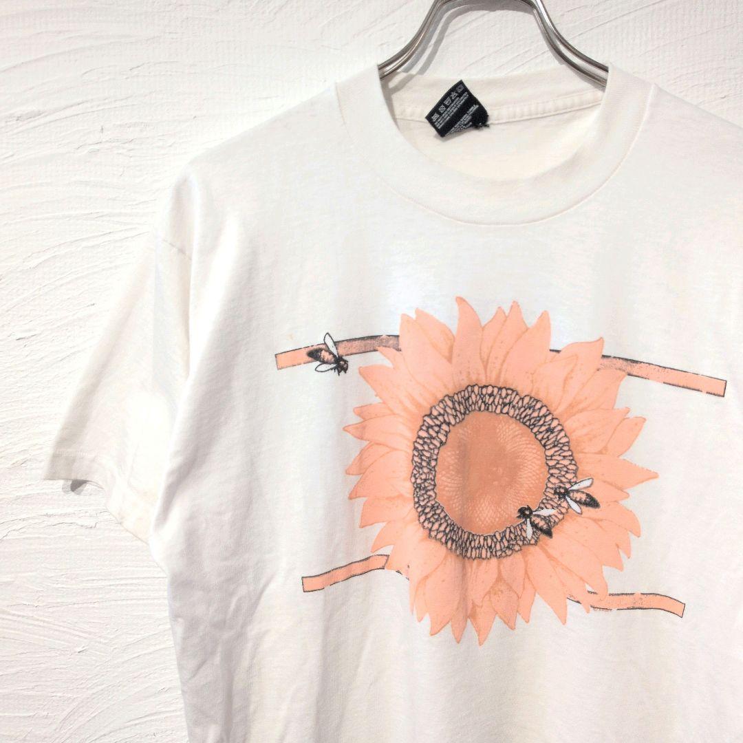 90年代 サンフラワー　Tシャツ　フラワーT　アート　シングルステッチ