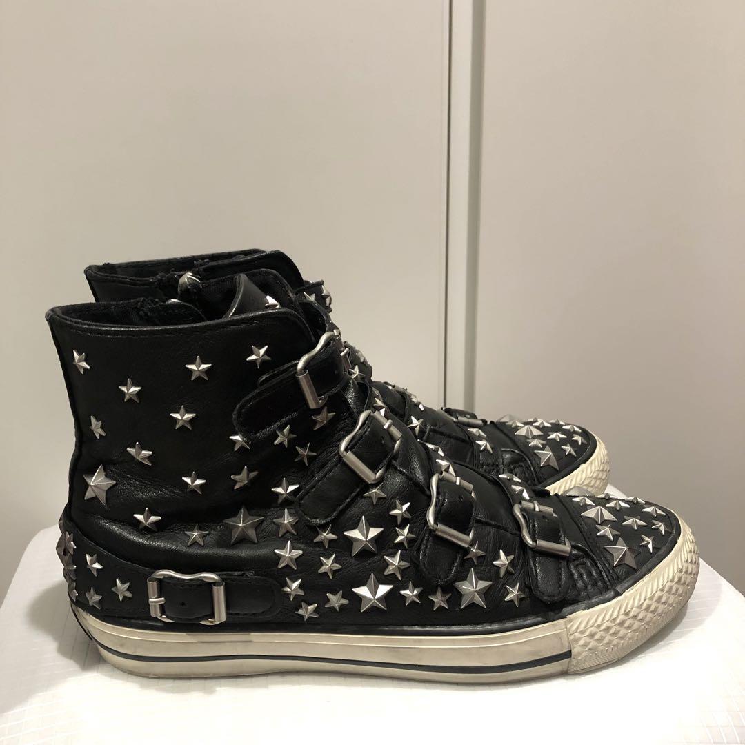 ジーナシス ブラック 厚底スニーカー 星型アクセサリー付き