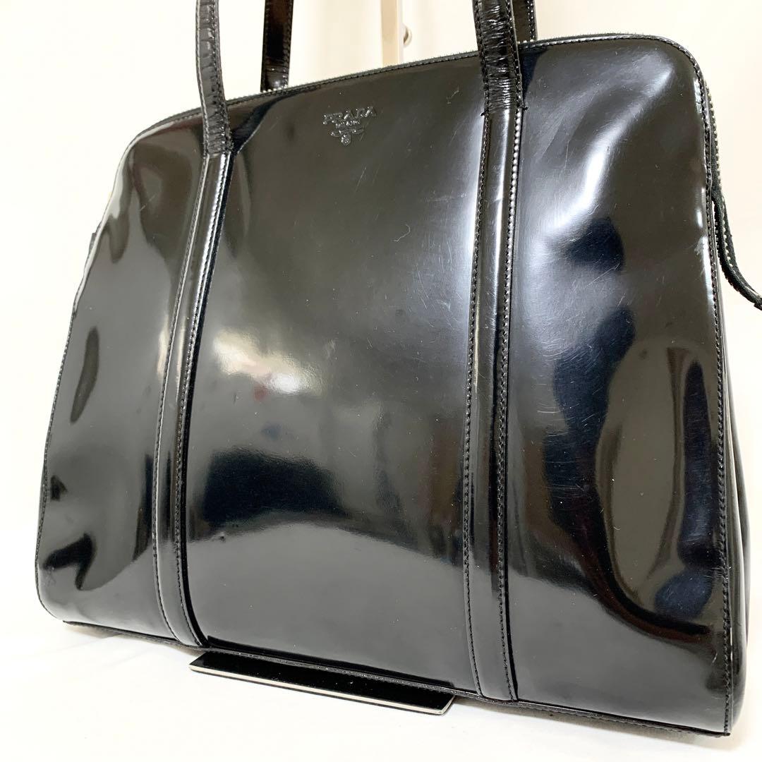 美品✨ プラダ アーカイブ エナメル ショルダーバッグ トート ブラック