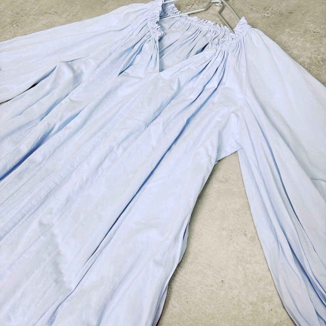 人気 マリハ 春の花のドレス ロングワンピース マキシ ブルー 長袖 AラインS MARIHA DECORATOM_COM_BR