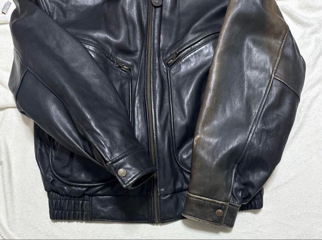 DAF 90s〜 ヴィンテージ ブラックレザージャケット 羊革