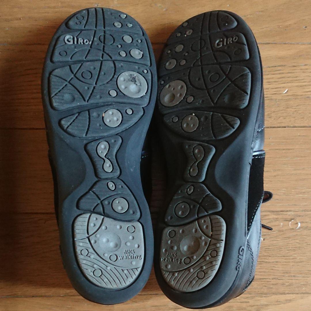 超美品 asics GIRO 本革 黒 EE 定価2.3 高島屋