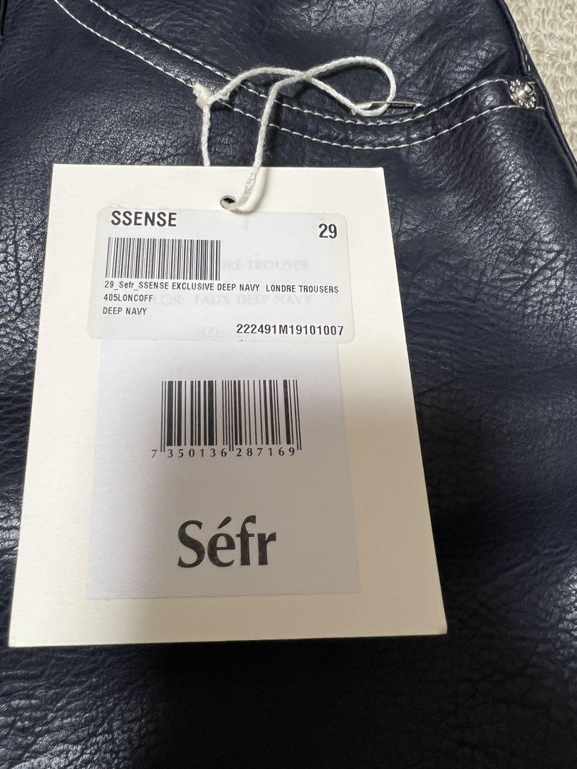 SEFR★SSENSE限定モデル★フェイクレザーパンツ★ネイビー★ニット