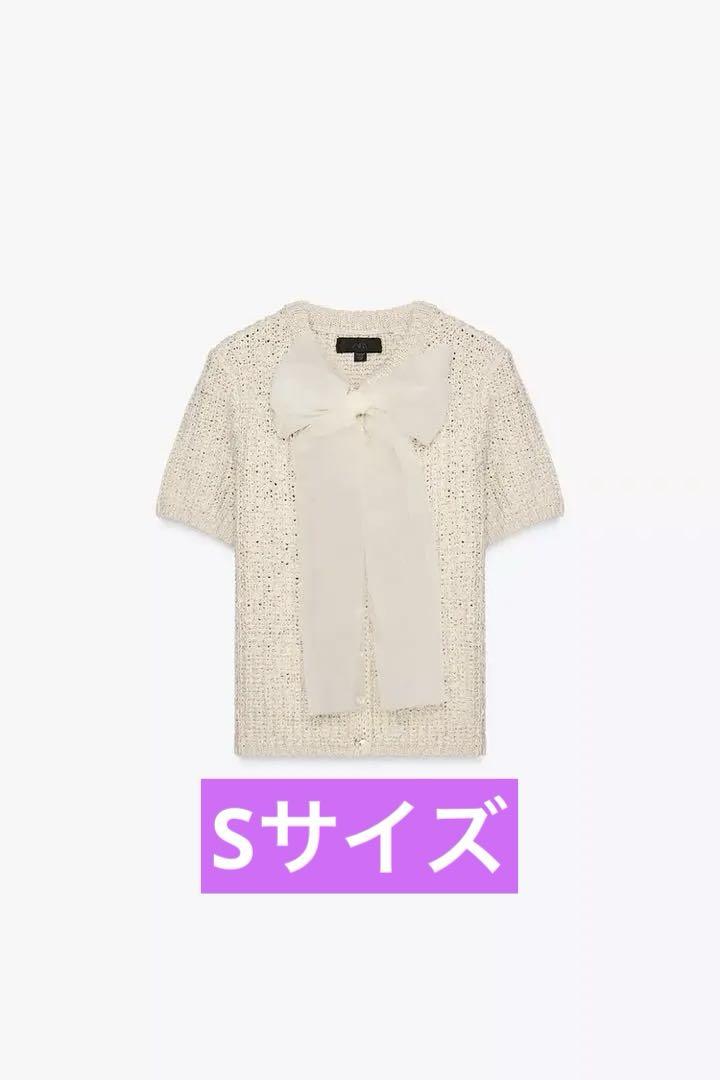 ZARA オーガンザリボンニットトップス