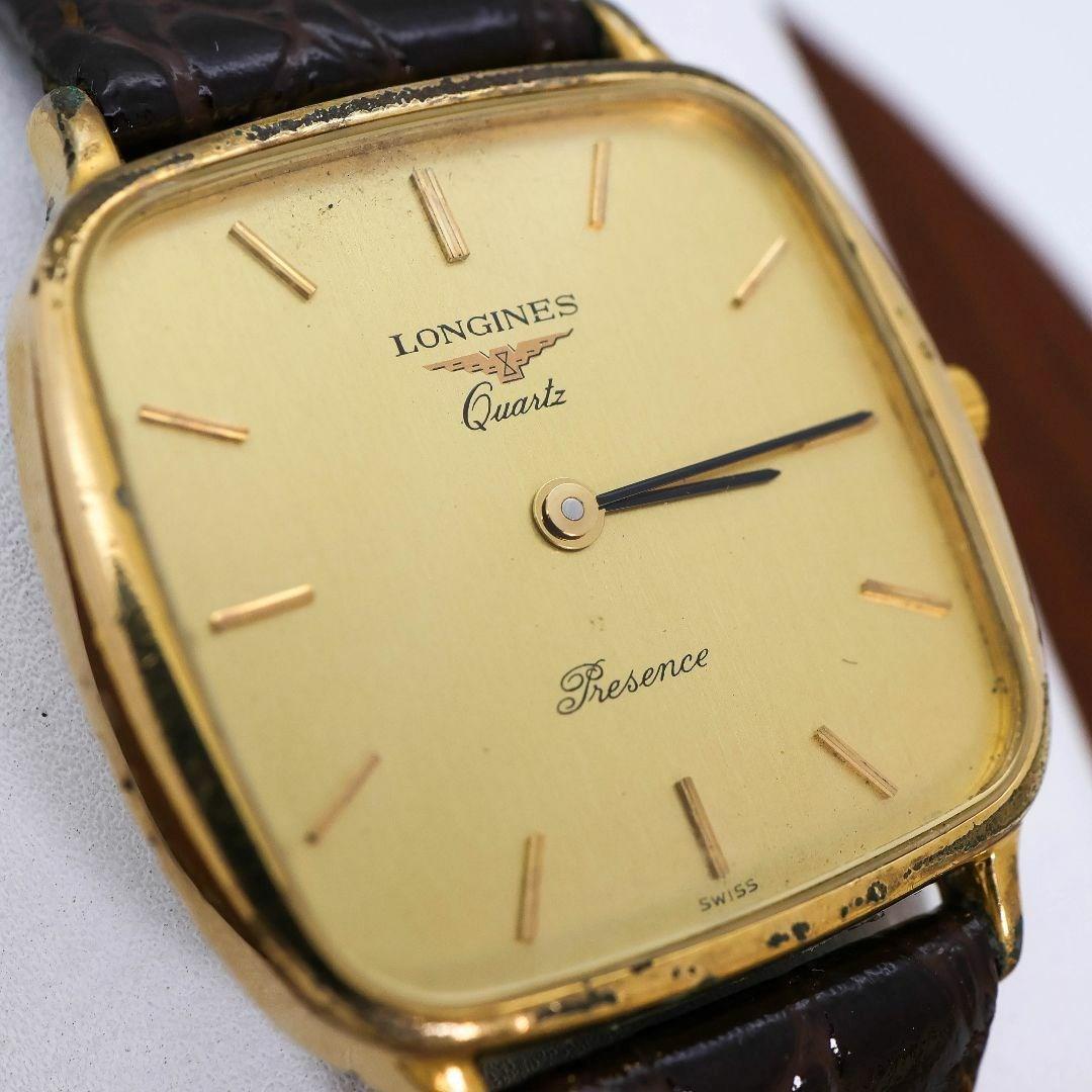 稼働 LONGINES presence 腕時計 スクエア 新品レザーベルト w