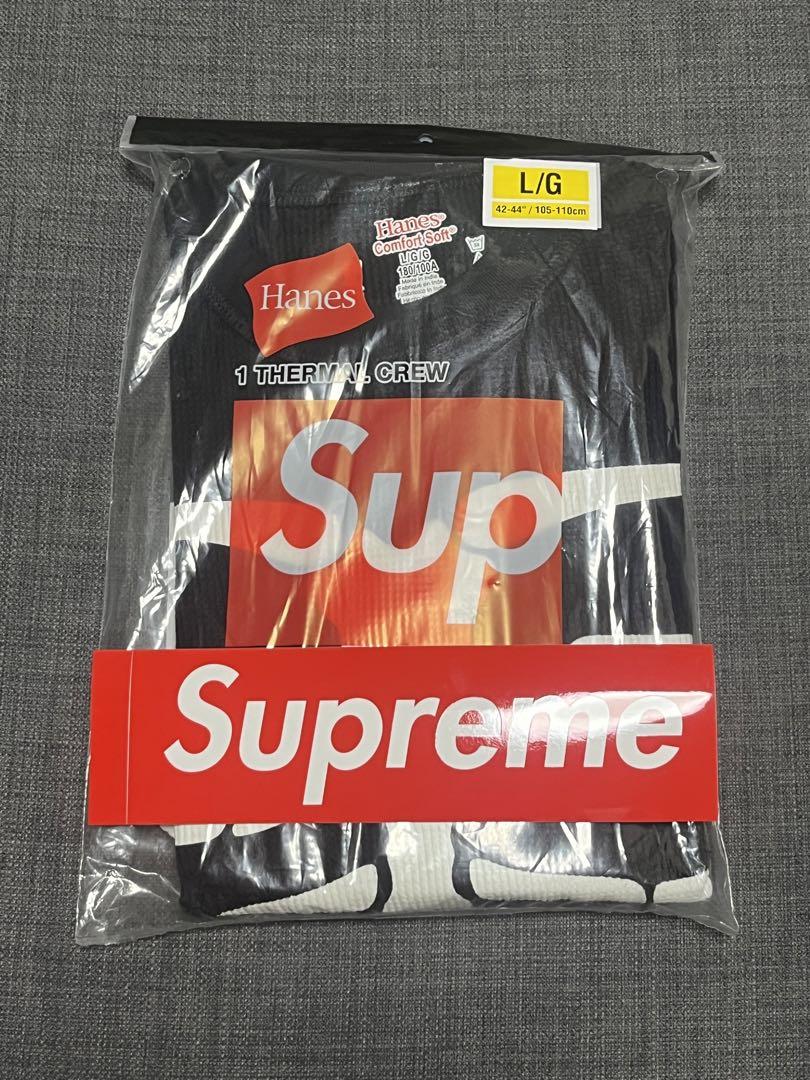 L Supreme Hanes Bones Thermal Crew Black