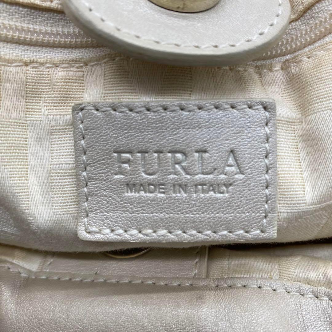 FURLA フルラ トートバッグ ハンド 編み込み ストロー カゴ　プレート